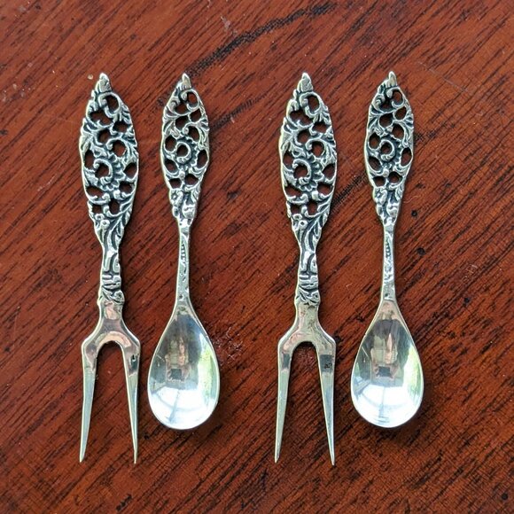 Other - Antique Dutch silver miniature snuff spoons and pickle forks, miniature